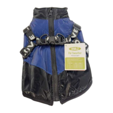  Vízálló bélelt kutyakabát és dzseki beépített hámmal - Kék - L kutyaruha