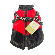  Vízálló bélelt kutyakabát és dzseki beépített hámmal - Piros - XXL kutyaruha