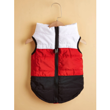  Vízálló téli kutyamellény, fehér-piros-fekete, L-es kutyaruha