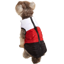  Vízálló téli kutyamellény, fehér-piros-fekete, XS-es kutyaruha