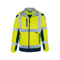 VIZWELL láthatósági téli softshell kabát fluo sárga-tengerkék xl vizwell termék