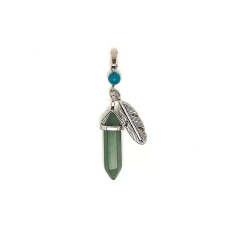 Vogel medál fém toll aventurin 8x30mm medál