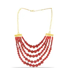  Vörös Szivacs Korall Nyaklánc - Aranyozott Ezüst - Y50461 nyaklánc