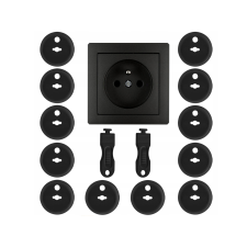  Vulpi Elektromos konnektor dugó fekete 12 db + 2x kulcs bababiztonság