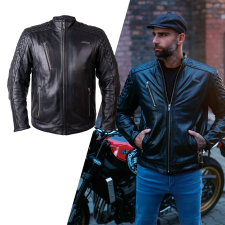 W-Tec Bőr motoros kabát W-TEC Elcabron fekete 3XL motoros kabát
