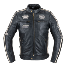 W-Tec Motoros bőrkabát W-TEC Makso fekete felvarrókkal 5XL motoros kabát