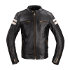 W-Tec Motoros bőrkabát W-TEC Stripe fekete bézs csíkokkal 4XL