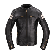 W-Tec Motoros bőrkabát W-TEC Stripe fekete bézs csíkokkal 4XL motoros kabát