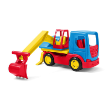 Wader Tech Truck Kotrógép - Piros/kék autópálya és játékautó