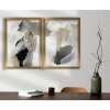 Wallity Elegáns dekoratív keretes MDF festmények (2 db), 38 x 53 cm | 100% MDF és fa keret, fekete, szürke és bézs | Tökéletes a modern lakberendezéshez