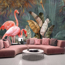 Wallvision Trópusi levél és flamingó mintás fotótapéta tapéta, díszléc és más dekoráció
