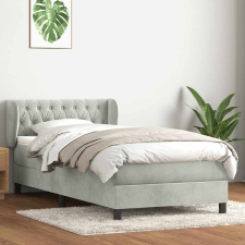WaszeMeble világosszürke bársony rugós ágy matraccal 90x210 cm (3317763) ágy és ágykellék