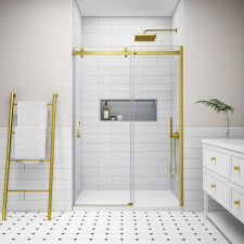 Water Fun Milano Gold toló zuhanyajtó, 120x195cm, 8mm, NANO kád, zuhanykabin