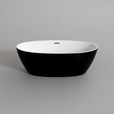Water Fun OVAL || szabadon álló fürdőkád, fekete-fehér, 170x80x58 cm kád, zuhanykabin