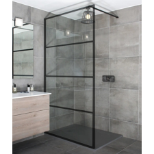 Water Fun Walk-in BLACK zuhanyfal 90, 200cm, 8mm kád, zuhanykabin