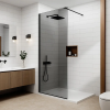 Water Fun Walk-in || Black zuhanyfal, füstüveggel 110, 200cm, 8mm, NANO