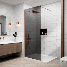 Water Fun Walk-in Rose Gold zuhanyfal, füstüveggel 90, 200cm, 8mm, NANO kád, zuhanykabin