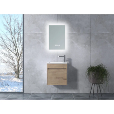 Water Fun Zamora || Sonoma fürdőszoba szekrény mosdóval és LED-es tükörrel fürdőszoba bútor