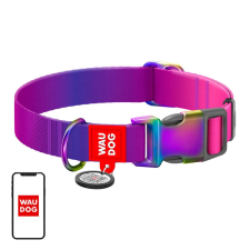  Waudog lila nyakörv QR kóddal nagy kutyáknak nyakörv, póráz, hám kutyáknak
