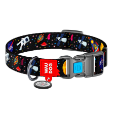 WAUDOG Nylon nyakörv QR kóddal Waudog &quot;NASA&quot; M méretű nyakörv, póráz, hám kutyáknak