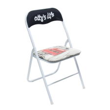 Webba Konyha / nappali szék, kárpitozott, fehér acél, fekete + piros PVC bútor