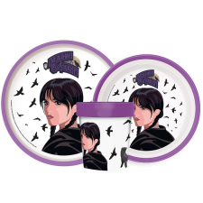  Wednesday Nevermore Academy csúszásmentes étkészlet, micro műanyag szett babaétkészlet