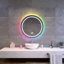 Welland Beta LED tükör - 16 háttérszín + páramentesítő + óra - Ø 70 cm fürdőszoba bútor