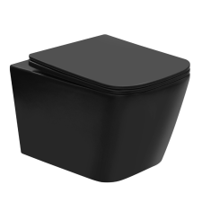 Welland Cono Rimless fali WC csésze + soft-close slim WC ülőke - fekete szaniter