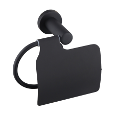 Welland Fekete WC papír tartó fedőlappal | Welland Topaz 96307A-B fürdőszoba kiegészítő
