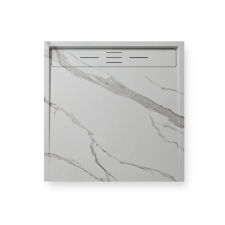 Welland kőhatású zuhanytálca szifonnal 90 x 90 cm - fehér márvány (GT-9090LS) kád, zuhanykabin