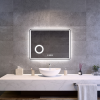 Welland Luxury-Line G795 LED tükör - fényerő + színhőfok állítás + kozmetikai tükör + páramentesítő + óra - 80 x 60 cm