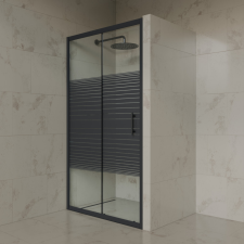 Welland SD-100 elhúzható zuhanyajtó - 100 cm - fekete profil / dekorbetét kád, zuhanykabin