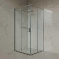 Welland SQ-9090 zuhanykabin elhúzható ajtóval - 90 x 90 cm - króm profil kád, zuhanykabin