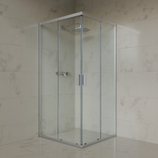 Welland SQ-9090 zuhanykabin elhúzható ajtóval - 90 x 90 cm - matt króm profil kád, zuhanykabin
