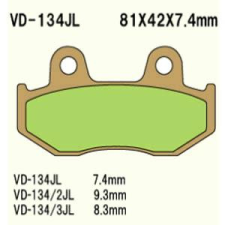 Wesrah VD-134JL (FA323HH) fékbetét Wesrah Futómű és fék alkatrész Fékbetét (tárcsafék) egyéb motorkerékpár alkatrész