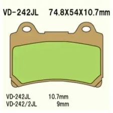 Wesrah VD-242JL fékbetét Wesrah Futómű és fék alkatrészek Fékbetétek (tárcsafék) egyéb motorkerékpár alkatrész
