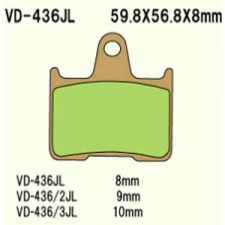 Wesrah VD-436/2JL fékbetét Wesrah Futómű és fék alkatrész Fékbetét (tárcsafék) egyéb motorkerékpár alkatrész
