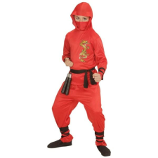 Widmann Piros ninja jelmez sárkány mintával - 116 cm jelmez