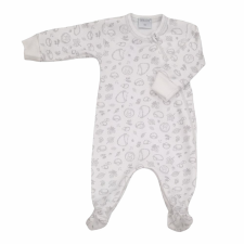 Wikids Hosszú ujjú cipzáros pamut rugi - Fehér/Bézs Süni 56 rugdalózó