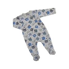 Wikids Hosszú ujjú cipzáros pamut rugi - Fehér/Kék Macis - 62 rugdalózó