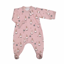 Wikids Hosszú ujjú cipzáros pamut rugi - Karácsonyi Manó - Púder Rózsaszín - 50 rugdalózó