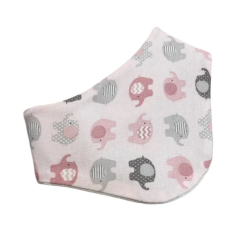 Wikids pamut baba sál/nyálkendő 2:1 - Rózsaszín/Szürke Elefántos 0-6 hónapos babasapka, sál