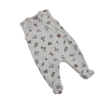 Wikids ujjatlan cipzáros pamut rugi - Fehér Pasztell Barna Rózsaszín Mezei Virágos 56-os rugdalózó