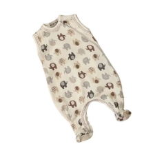 Wikids ujjatlan pamut rugi - Krém alapon Barna/Szürke elefántos 44-es méret rugdalózó