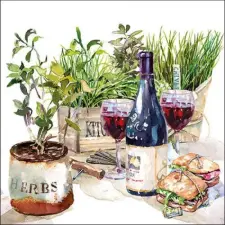  Wine &amp; Herbs papírszalvéta 33x33cm, 20db-os konyhai eszköz