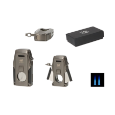 WinJet dupla szúrólángos szivar öngyújtó beépített szivarvágóval, szivarfúróval, szivartartóval - antracit öngyújtó