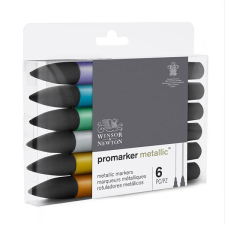 Winsor&Newton ProMarker kétvégű alkoholos filctoll készlet - 6 db, metallic filctoll, marker