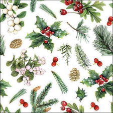 Winter greenery white papírszalvéta 33x33cm, 20db-os papírárú, csomagoló és tárolóeszköz
