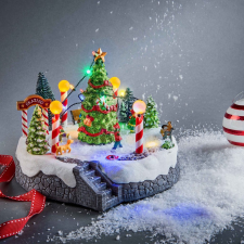 WINTER WONDERLAND zenélő korcsolya jelenet karácsonyi dekoráció