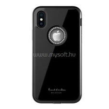 WK GINSTONE műanyag telefonvédő (ütésállóság, üveg hátlap, strasszkő, logó kivágás) FEKETE (GP-83572) tok és táska
